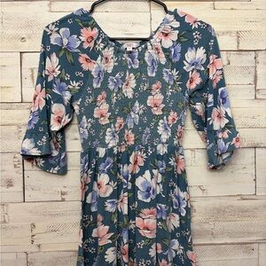 Bailey Lane shirt blue floral pink bamboo viscose size XL 16 girls youth
